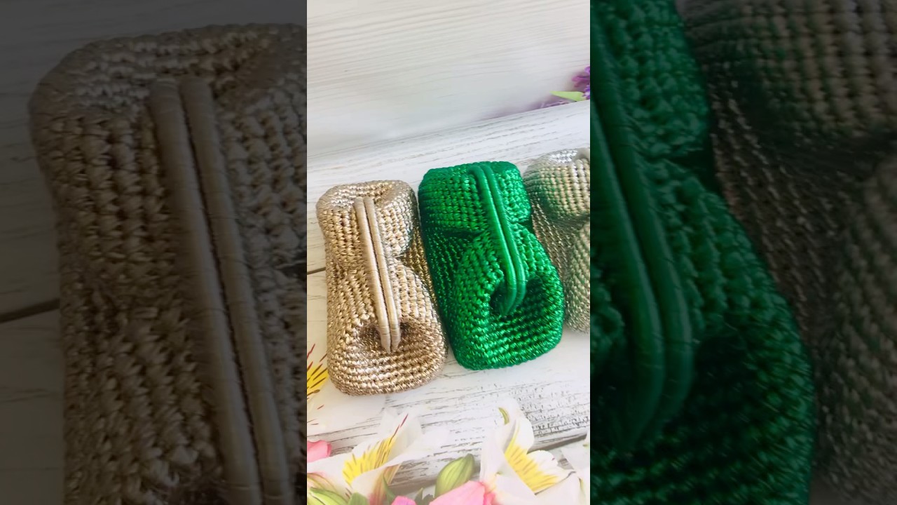 Crochet metallic clutch bag. #handmadebags #purse #bag #clutchbag #crochetbag #handmadegifts #gifts