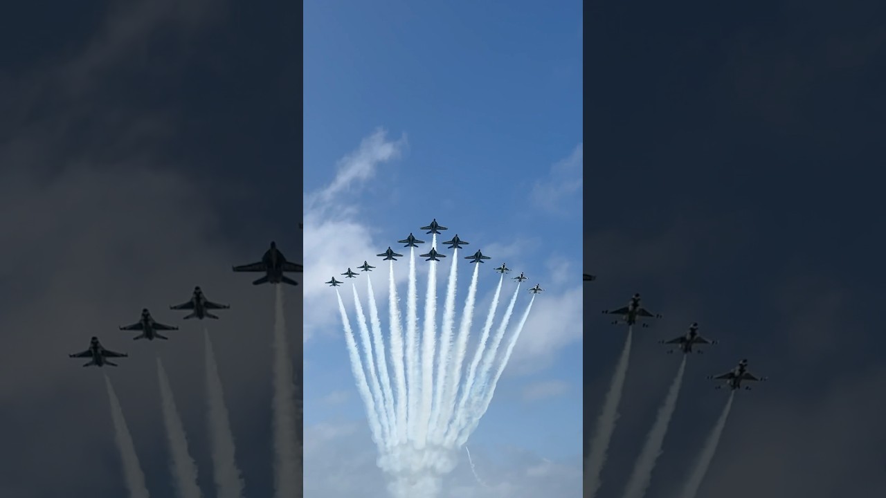 Blue Angels and Thunderbirds fly TOGETHER in a super-delta formation 🇺🇸