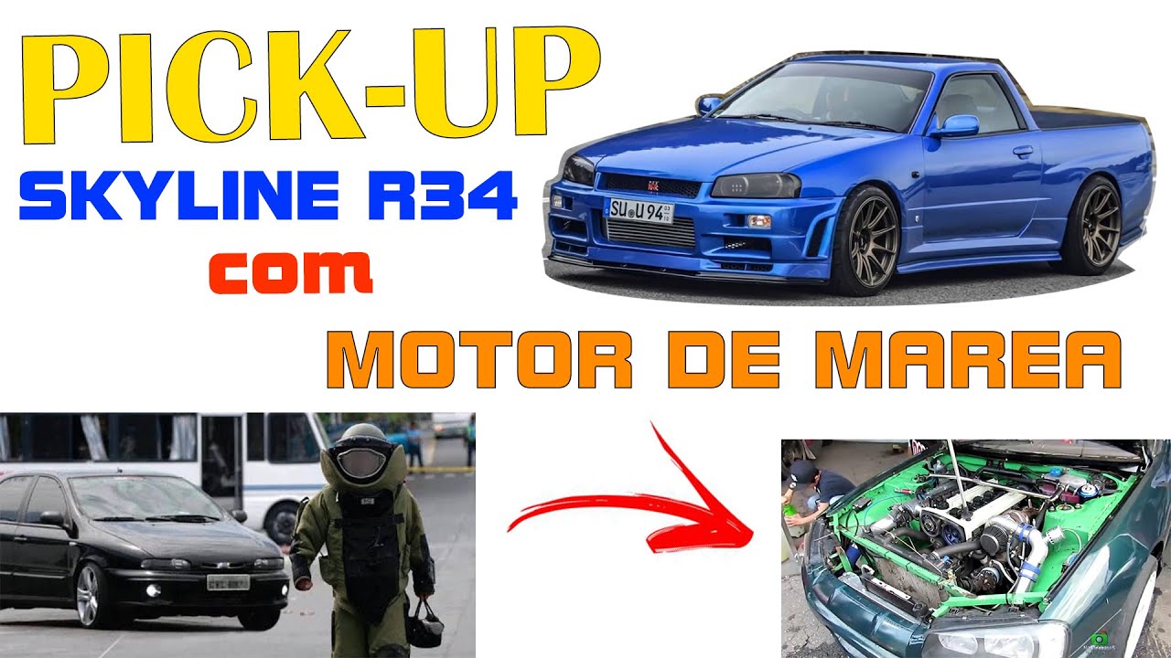 Pick Up Skyline R34 com Motor de Fiat Marea e Fazendo Drift em Sp.