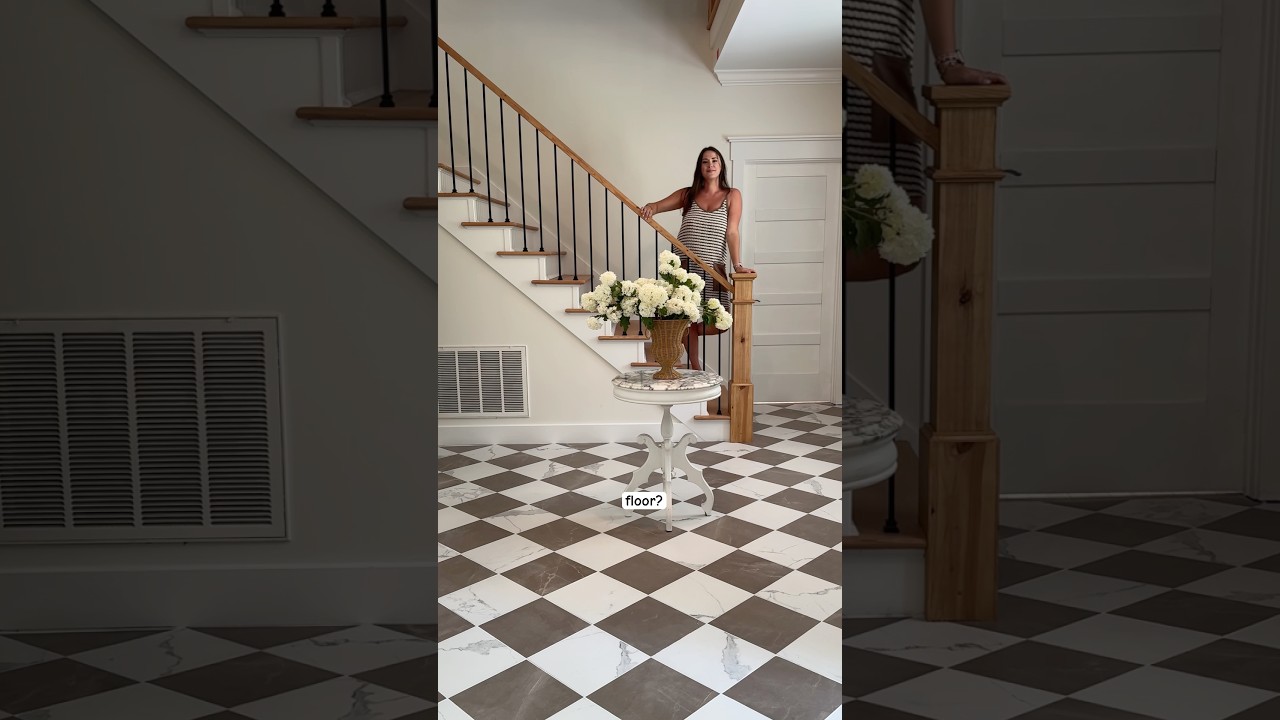 The tile is “Leona Checkerboard” from Edward Martin #homerenovation #homeremodel #diyrenovation