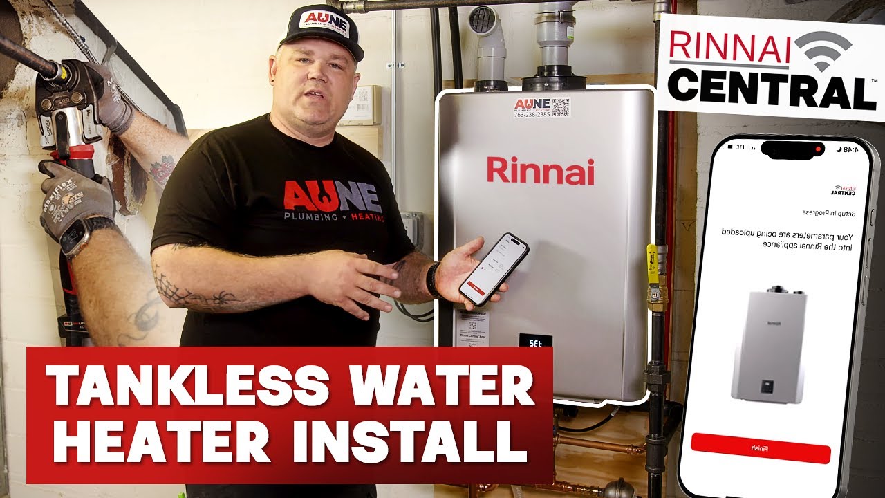 Tankless Water Heater Install - Rinnai Sensei RXP series - Aune Plumbing