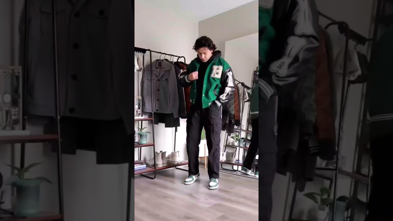 Green is my favourite colour | So today I'm styling green varsity jacket | #shorts #viral #varsity