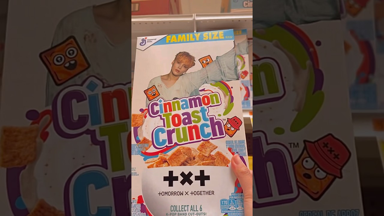 @TXT_bighit x @GeneralMills cereal! hueningkai cinnamon toast crunch🥣🌟#txt #tommorowxtogether