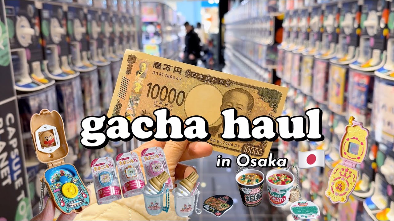 $100 gacha haul challenge in Osaka 🇯🇵 capsule toy unboxing