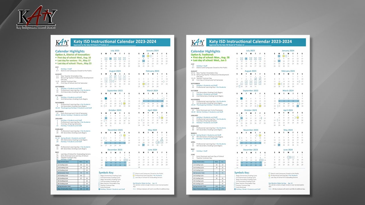 2023 24 Instructional Calendar Options