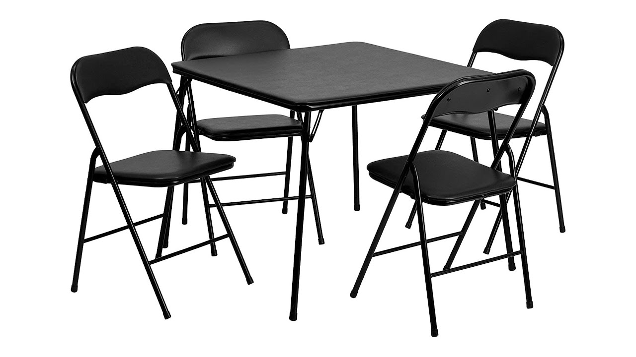 Flash Furniture 5 Piece Black Folding Card Table and Chair Set