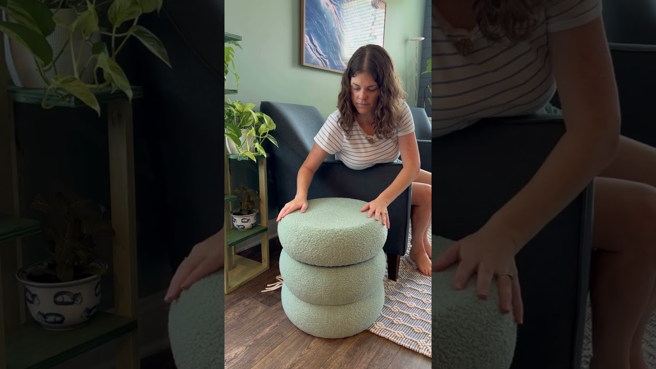 Love this boucle storage ottoman!