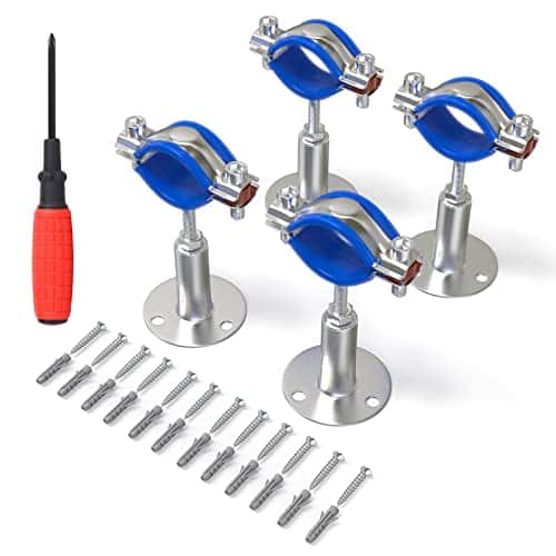 TAISHER PCS Stainless Steel Wall Mount Ceiling Mount Adjustable Pipe SupportsAdjustable Pipe Strap BracketSuitable for inch diameter tubes (mm) with ScrewsAdjustable Height mm
