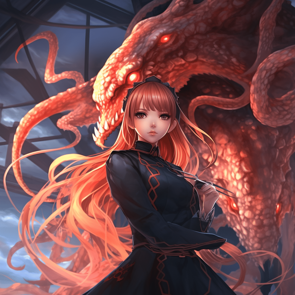 anime females holding an octopus