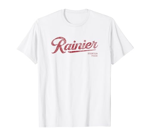 Rainier Beer Mountain Fresh Logo   Authentic Vintage Look T Shirt