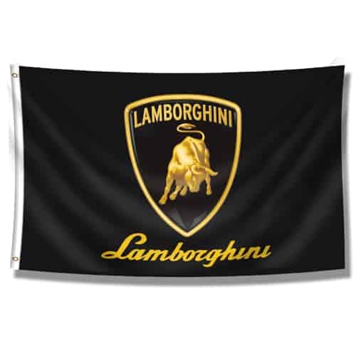 Kasflag Banner Flag Compatible with Lamborghini Black (xft, Anti fade PolyD) For Boys RoomSaturday Night PartyMan Cave