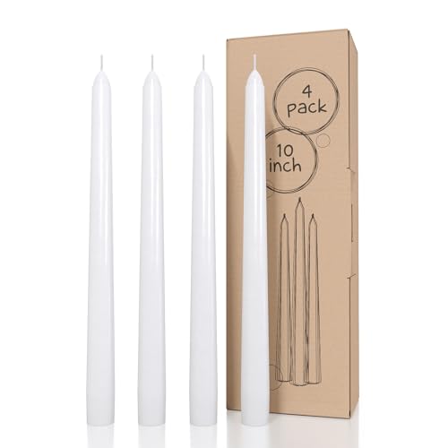 CANDWAX White Taper Candles inch Dripless Set of Tapered Candles Ideal as Dinner Candles Smokeless and Unscented Taper Candles Long Burning Hand Poured Tall Candlesticks