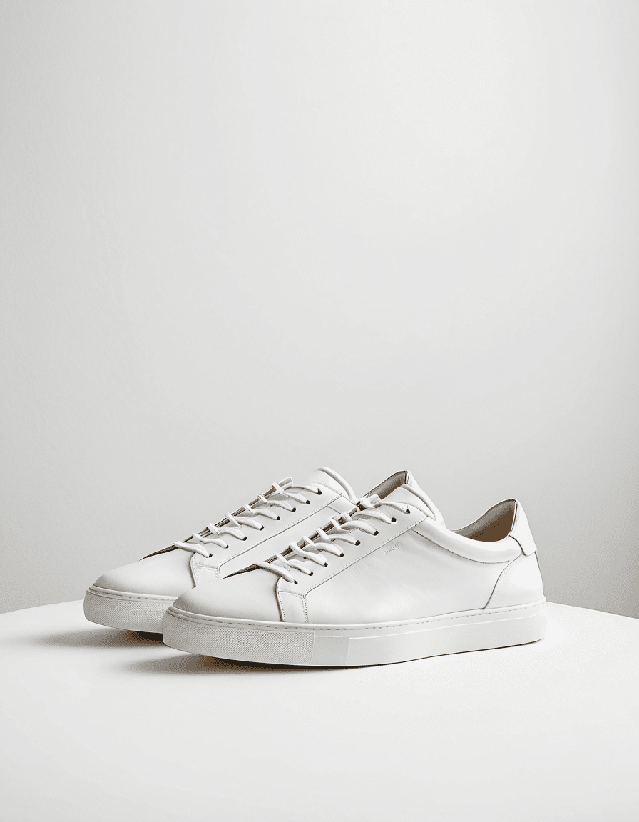 white leather sneakers
