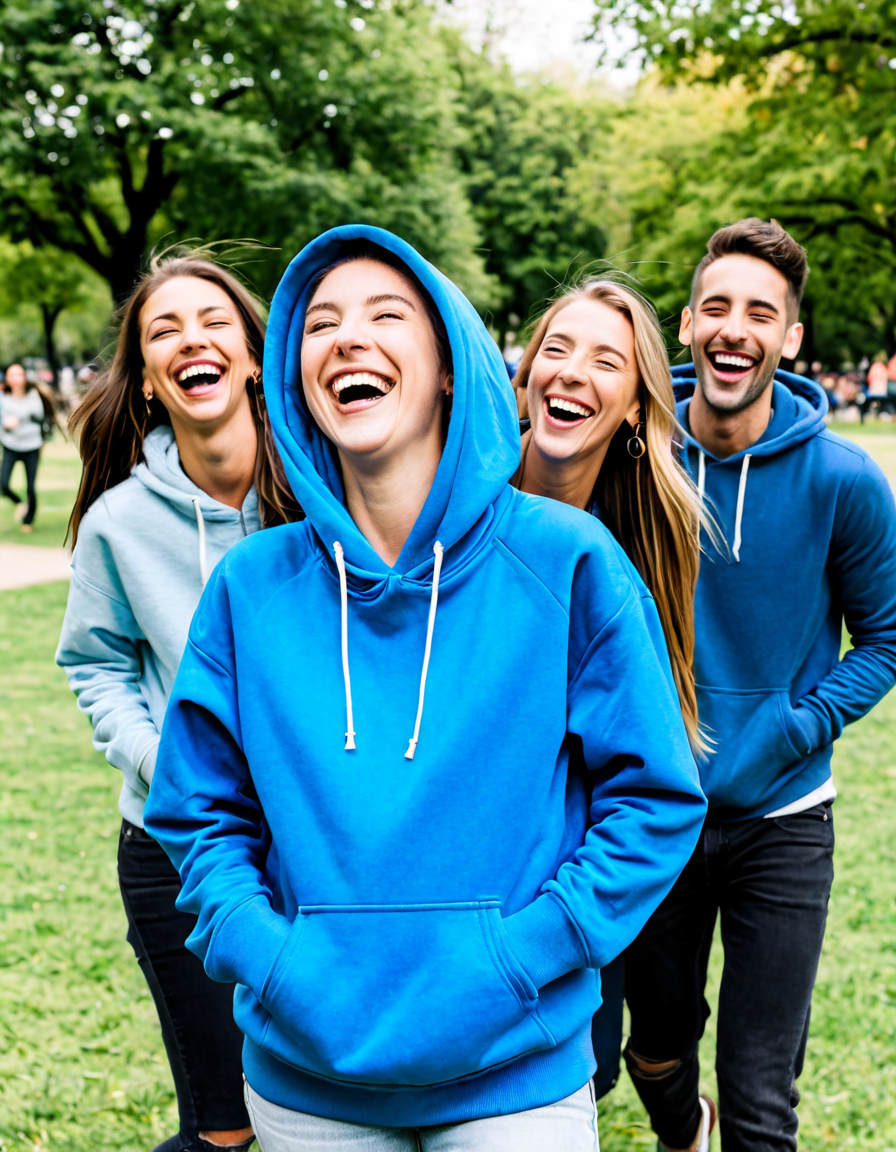 blue hoodie