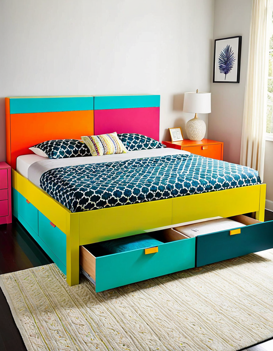 queen bed with storage